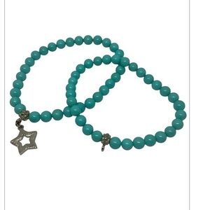 Turquoise Beaded BraceletS with Silver Star Charm